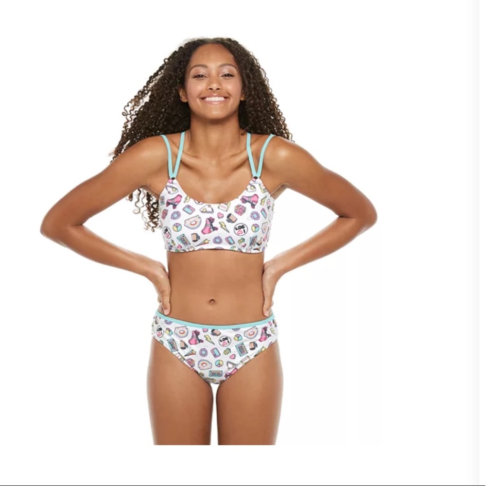 Undercurrent 2 Pc Graphic Strappy Bikini Bathing Suit